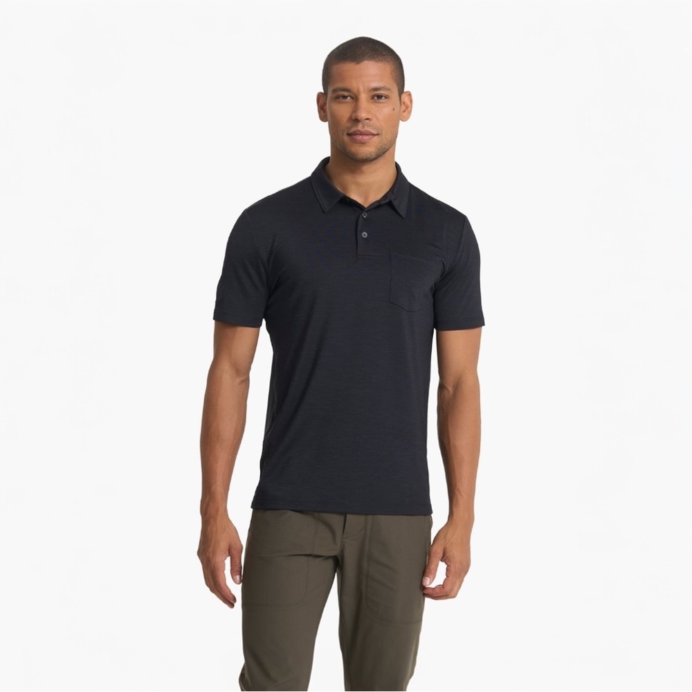 Vuori Men’s Zephyr Polo In Heathered Black Size M EUC